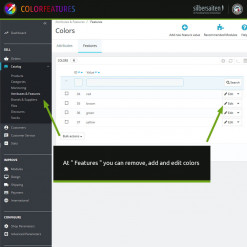 Color Features - Propriétés - développé par le module de couleurs Prestashop Module
