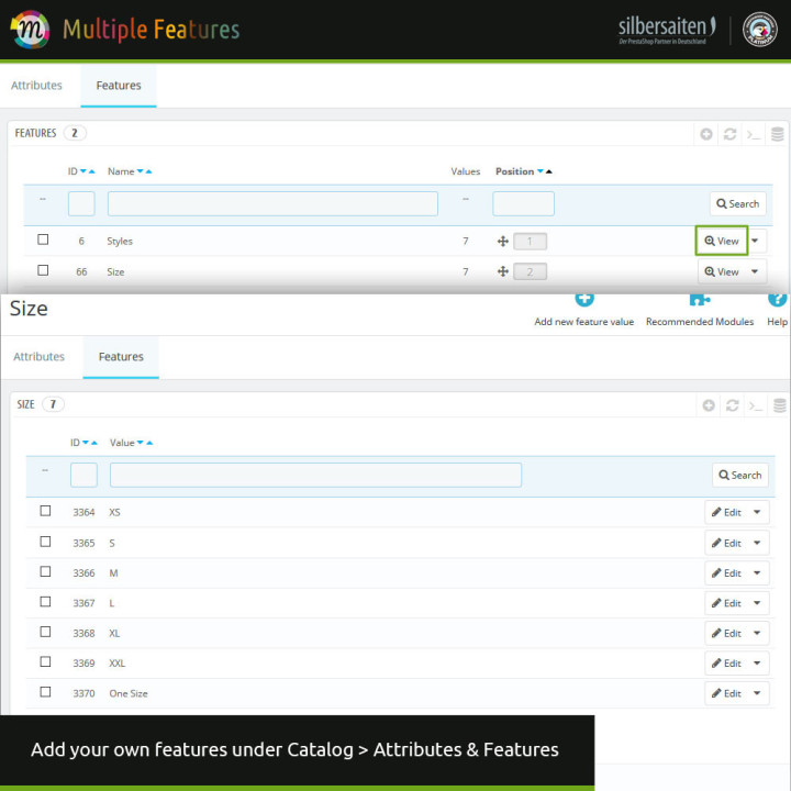 Multiple Features Module for Prestashop - Silbersaiten