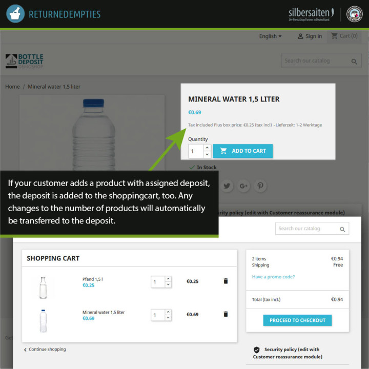 Deposit module for beverage shops